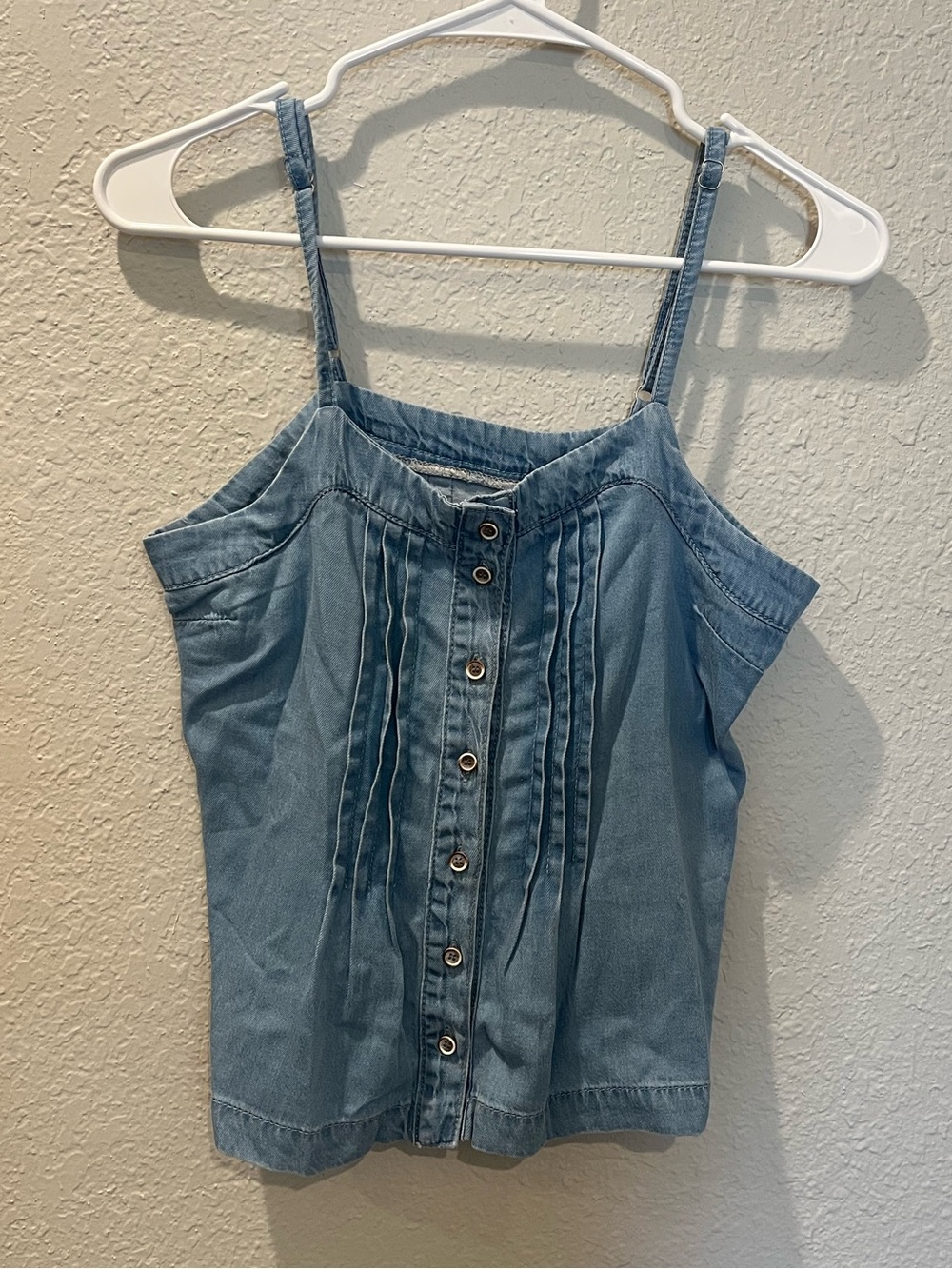 Light Denim Button-Front Camisole Top